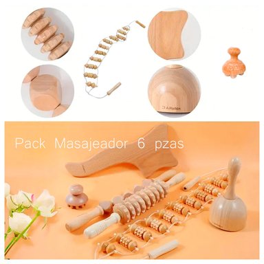 MASAJEADOR 6 ES DE MADERA RELAJA PIERNAS ESPALDA CUELLO HOMBROS CINTURA