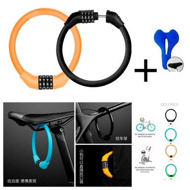 CANDADO ANTIRROBO MULTICOLOR DE BICICLETA CON CLAVE + ASIENTO PARA BICICLETA