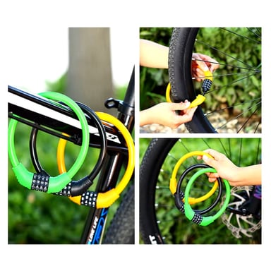 CANDADO ANTIRROBO MULTICOLOR DE BICICLETA CON CLAVE + ASIENTO PARA BICICLETA - 2