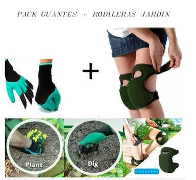 SET RODILLERAS NEGRO JARDINERIA IMPERMEABLE