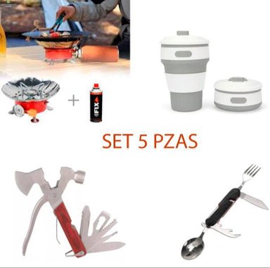 SET ACCESORIOS CAMPING NATURAL CAMPAMENTO