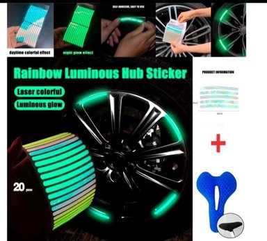 PEGATINA REFLECTANTE  PARA RUEDA DE COCHE+1ASIENTO GEL