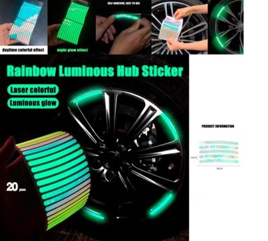 PEGATINA REFLECTANTE DE COLORES   PARA RUEDA DE COCHE