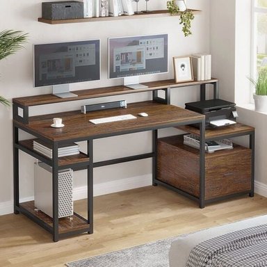 ESCRITORIO ARCHIVADOR GAMER BATTLE CARAMELO CORICHA HOME