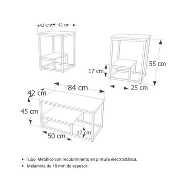 COMBO BATONS 1 MESA CENTRO + 2 MESAS AUXILIARES ROBLE GR CORICHA HOME - 3