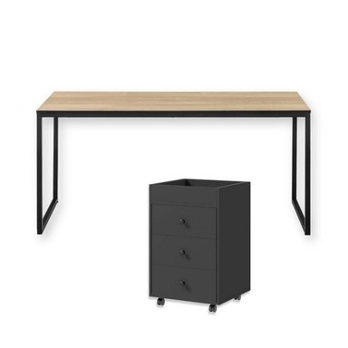 COMBO NOX ESCRITORIO DUNA + CAJONERA NEGRA CORICHA HOME