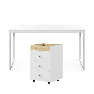 COMBO SUMMER ESCRITORIO BLANCO + CAJONERA BLANCA CORICHA HOME