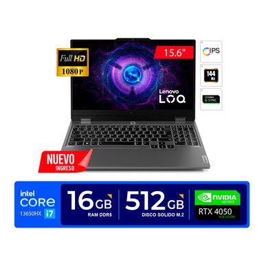 LAPTOP LENOVO LOQ 15IRX9 CORE I7-13650HX 16GB RAM 512GB RTX 4050 6GB 15.6" FHD IPS 2.6/4.9GHZ DDR5 FREEDOS