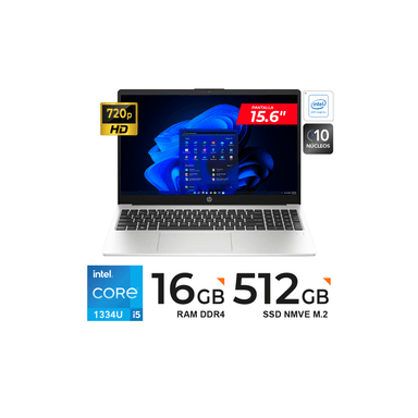 LAPTOP HP 250 G10 15.6' HD LED INTEL CORE I5-1334U 4.6GHZ 16GB DDR4 512GB SS, FREEDOS