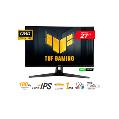 MONITOR ASUS TUF GAMING VG27AQ3A 27' FAST IPS QHD 180HZ 1MS HDMI DISPLAYPORT G-SYNC FREESYNC - 1