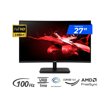 MONITOR ACER ED270R 27' CURVO LED VA FHD 1920 X 1080 100HZ 1MS HDMI DISPLAYPORT FREESYNC - 1