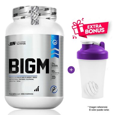 PROTEÍNA UNIVERSE NUTRITION BIGM 2 KG CHOCOLATE GANADOR DE PESO + SHAKER