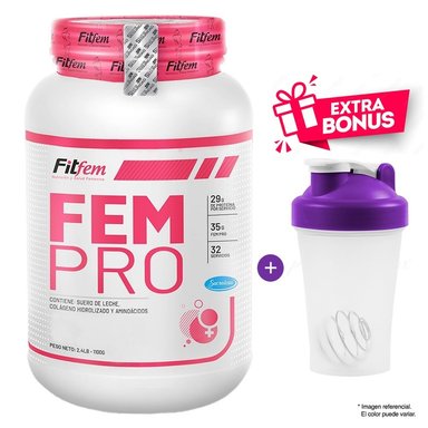 PROTEÍNA FITFEM FEM PRO 1100 GRAMOS VAINILLA PROTEIN + SHAKER