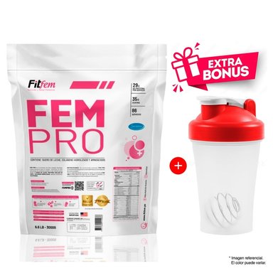 PROTEÍNA FITFEM FEM PRO 3000 GRAMOS CHOCOLATE PROTEIN + SHAKER