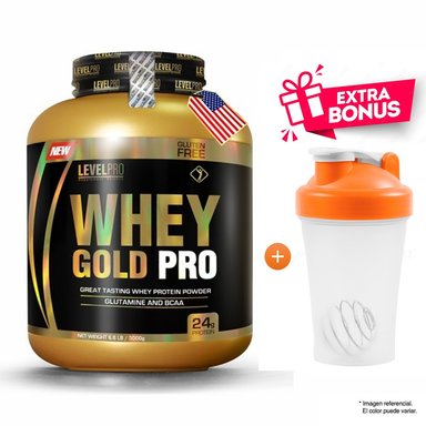 PROTEÍNA LEVEL PRO WHEY GOLD PRO 6.600 LIBRAS CHOCOLATE RICH + SHAKER