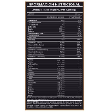 PROTEÍNA ADN PRO MASS XL 5KG CHOCOLATE GANADOR DE PESO + REGALO SHAKER - 2