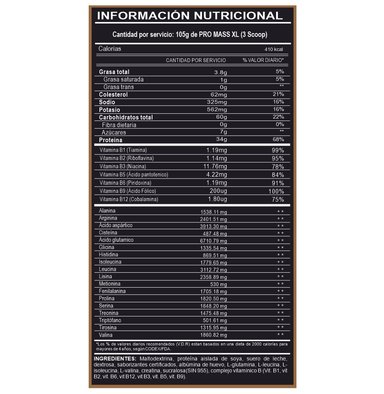 PROTEÍNA ADN PRO MASS XL 5KG CHOCOLATE GANADOR DE PESO - 2