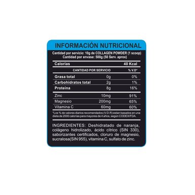COLÁGENO ADN COLLAGEN POWDER EN POLVO 500GR NARANJA + SHAKER - 2
