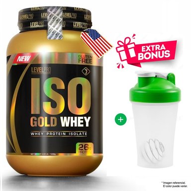 PROTEÍNA LEVEL PRO ISO GOLD WHEY 1.1KG VAINILLA + SHAKER