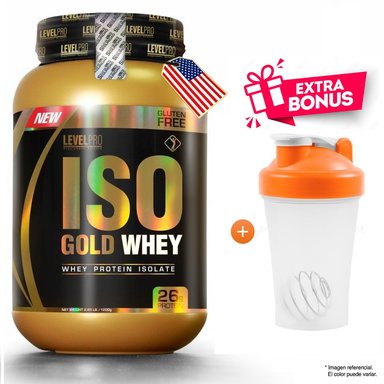PROTEÍNA LEVEL PRO ISO GOLD WHEY 1.1KG CHOCOLATE + SHAKER