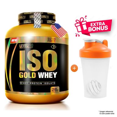 PROTEÍNA LEVEL PRO ISO GOLD WHEY 3KG CHOCOLATE + REGALO SHAKER
