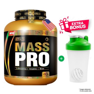 PROTEÍNA LEVEL PRO MASS PRO 6.6 LIBRAS VAINILLA + SHAKER