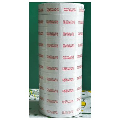 20 ROLLOS ETIQUETA DE PRODUCCIÓN VENCIMIENTO PARA FECHADORA MX6600 - 2