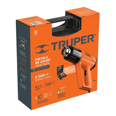 PISTOLA DE CALOR TRUPER AIRE CALIENTE DE ALTA CALIDAD 2000W CON 9 PIEZAS DE ACCESORIOS - 5