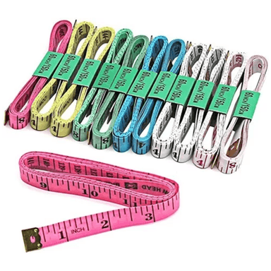 CINTA MÉTRICA FLEXIBLE PARA COSTURA POR 12 UND. CON CM Y PULGADA