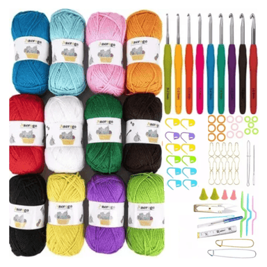 KIT DE GANCHILLO  CON JUEGO DE HILOS, HILO SURTIDO PARA TEJER, CROCHET ERGONÓMICOS, AGUJAS DE TEJER Y MÁS KIT
