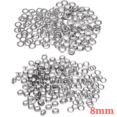 1000 OJALES DE METAL, OJAL OJALILLO METÁLICO NRO. 22 DE INTERIOR 8 MM MÁS JUEGO DE TROQUEL