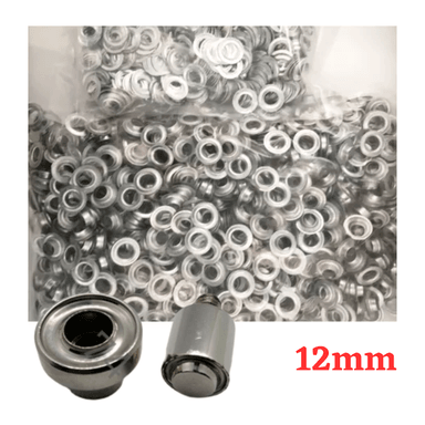 1000 OJALES DE METAL, OJAL OJALILLO METÁLICO DE 12MM NRO. 28 MÁS JUEGO DE TROQUEL, PARA COLOCAR A LAS MALLAS RASCHEL LONA