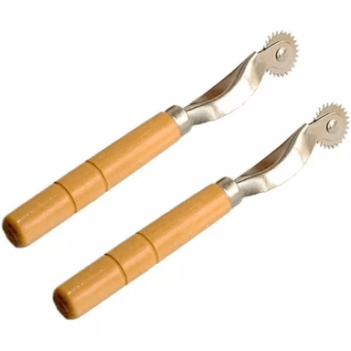 02 PC RUEDA DE TRAZADO MARCADOR DE TELA SASTRE PATRONAJE RULETA MANGO MADERA