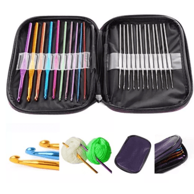 SET DE CROCHET 22 PIEZAS, GANCHILLO, AGUJAS DE TEJER ALUMINIO HILADO