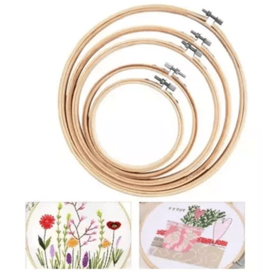 BASTIDOR PARA BORDAR, ARO DE MADERA CON TORNILLO - 05 PIEZAS