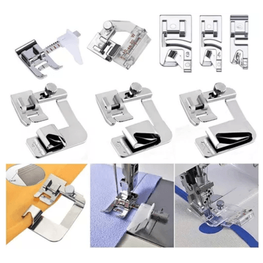 PRENSATELAS DE DOBLADILLO ENROLLADO CINTA BIES, PRENSATELA CON GUÍA AJUSTABLE PARA MÁQUINA DE COSER DOMESTICA SINGER JANOME ETC