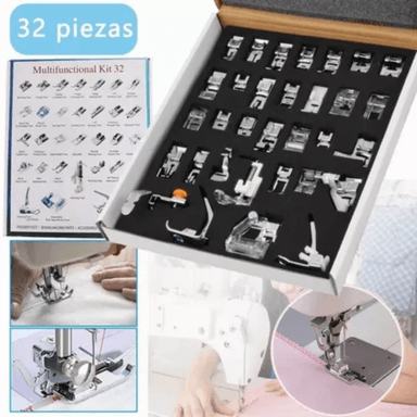 PRENSATELA DE 32 PIEZAS, MÁQUINA DE COSER DOMÉSTICA