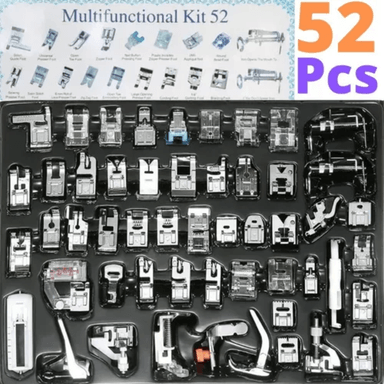 JUEGO DE 52 PIES PRENSATELA PARA MÁQUINA DE COSER DOMÉSTICA SINGER, JANOME, BROTHER, ELNA - KIT DE 52 PRENSATELAS