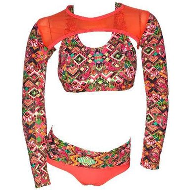ROPA DE BAÑO PUSH UP LICRA MUJER NARANJA BRENDA -3 PZAS GL-50 - 1