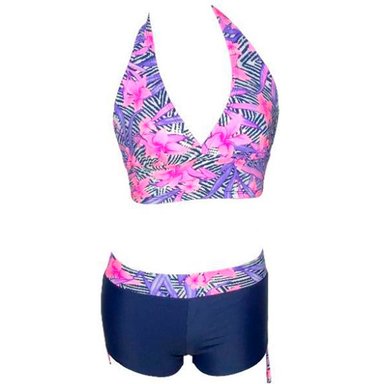 BIKINI PUSH UP LICRA MUJER ROSADO UV BUSIER CON SHORT GL-28 - 1