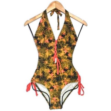 TRIKINI PUSH UP LICRA MUJER AMARILLO UV ENTERO FLOR ESTAMPADO GL-30 - 1