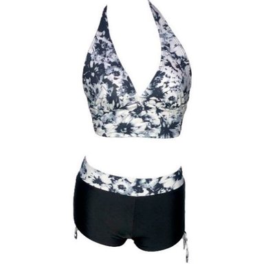 BIKINI PUSH UP LICRA MUJER NEGRO UV BUSIER CON SHORT GL-28 - 1