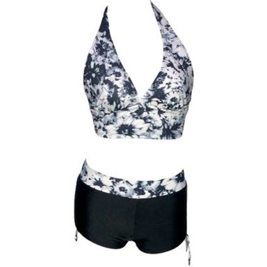BIKINI PUSH UP LICRA MUJER NEGRO UV BUSIER CON SHORT GL-28 - 3