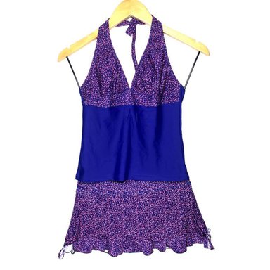 ROPA DE BAÑO PUSH UP LICRA MUJER AZUL POLO CON FALDA CATALINA DE ARAGÓN GL-32 - 1