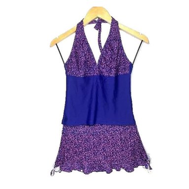 BIKINI PUSH UP LICRA MUJER AZUL UV POLO FALDA GL-32 - 1