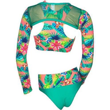 ROPA DE BAÑO PUSH UP LICRA MUJER VERDE BRENDA -3 PZAS GL-50 - 2