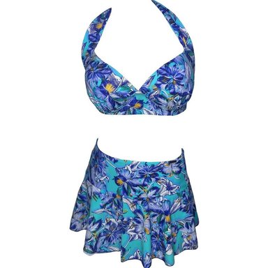 BIKINI PUSH UP LICRA MUJER AZUL UV EVELYN CLARO GL-52 - 1
