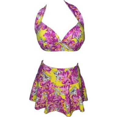 BIKINI PUSH UP LICRA MUJER FUCSIA UV TOP COPA CON FALDA DIAN FOSSEY GL-52 - 1