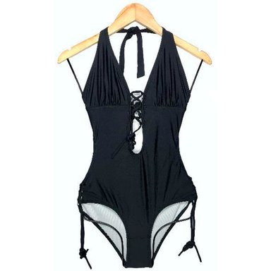 TRIKINI PUSH UP LICRA MUJER NEGRO UV ENTERO FLOR GL-30 - 1