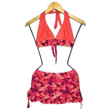 BIKINI PUSH UP LICRA MUJER ROJO UV TOP FALDA CLARA CAMPOAMOR GL-30 - 1